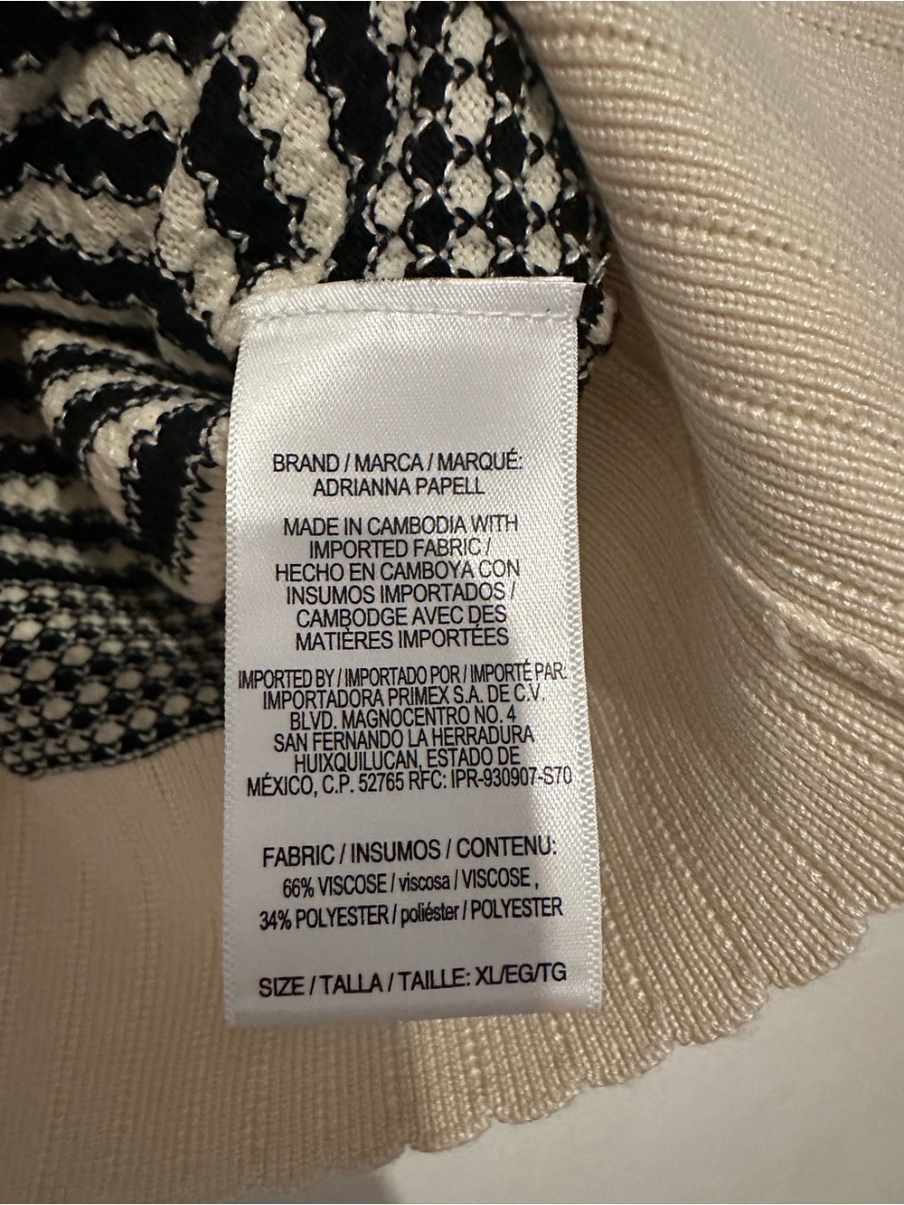 Adrianna Papell Black and Cream Striped Scallop-Hem Crewneck Sweater - Picture 4 of 6